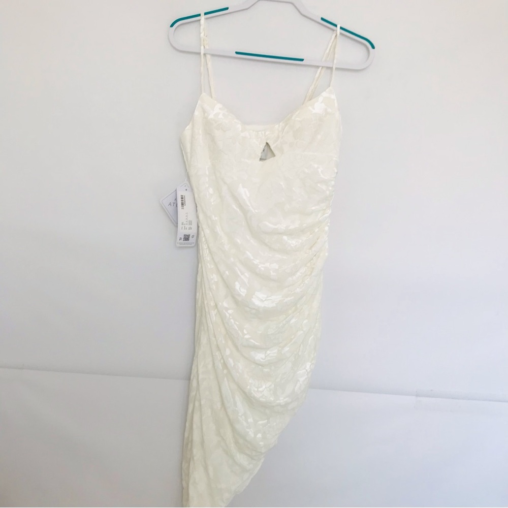 NWT Azazie Atelier White Ruched Dress - Women Size 8